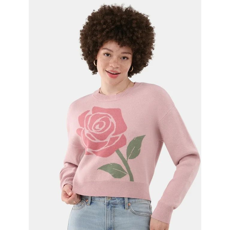 No Boundaries Jacquard Pullover Sweater, Midweight, Women’s Plus - Walmart.com | Walmart (US)