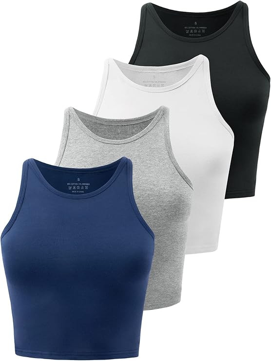 Kole Meego Crop Tops For Women Workout Cropped Tank Top High Neck Camisole Yoga Shirts Athletic U... | Amazon (US)