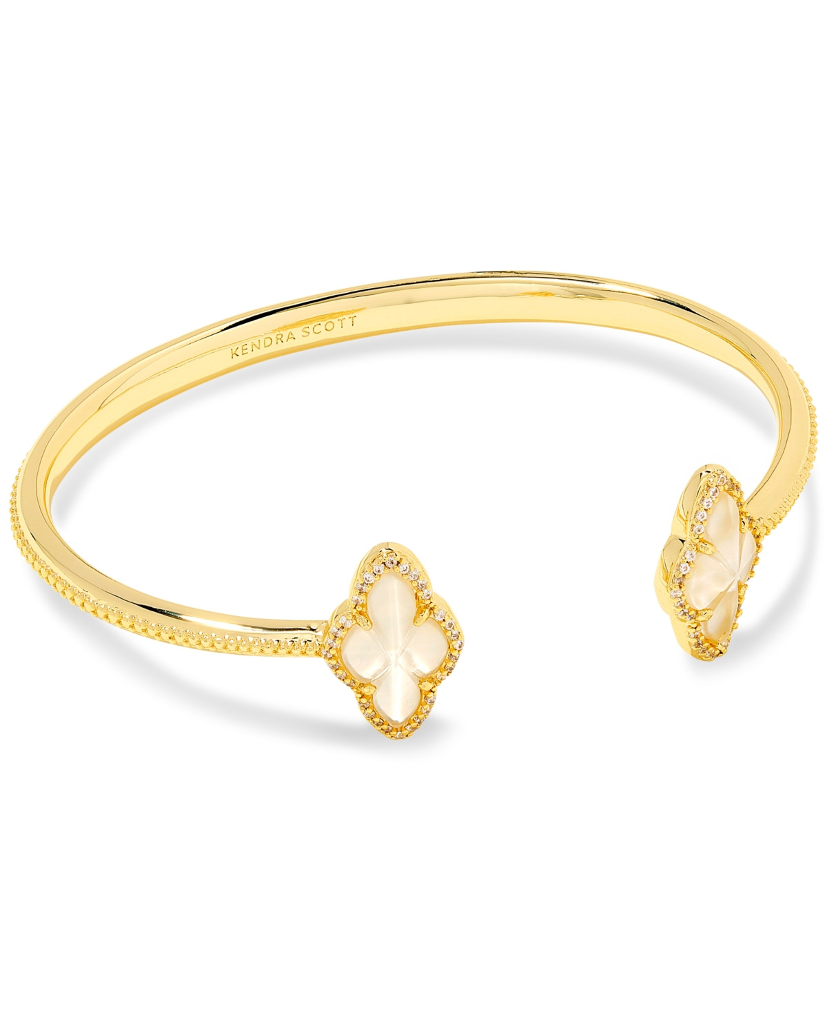 Kendra Scott 14k Gold-Plated Pave-Framed Stone Cuff Bracelet - Gold Ivor | Macy's