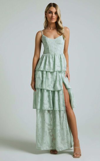 Janezkie Midi Dress - Femme Tiered Formal Dress in Mint | Showpo (US, UK & Europe)