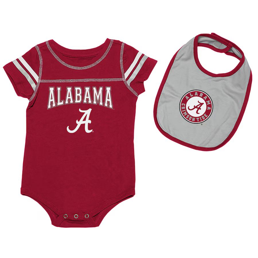 Alabama Crimson Tide Colosseum Newborn & Infant Chocolate Bodysuit & Bib Set - Crimson/Gray | Fanatics