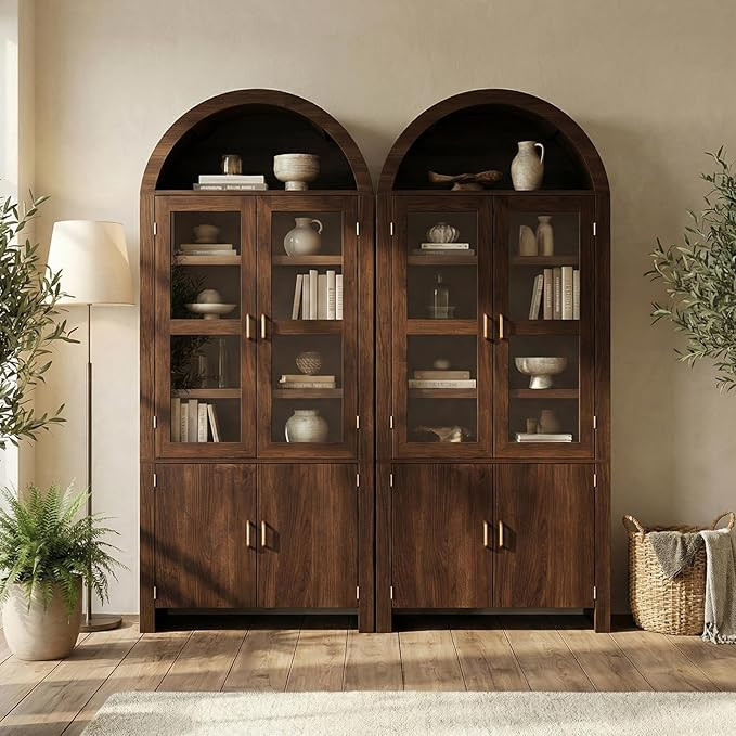 2 Pcs 71" Tall Arched Kitchen Pantry, Modern Farmhouse Wood Kitchens Storage Cabinets, Versatile ... | Amazon (US)