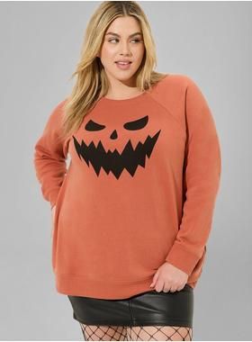 Pumpkin Classic Cozy Fleece Raglan Sweatshirt | Torrid (US & Canada)