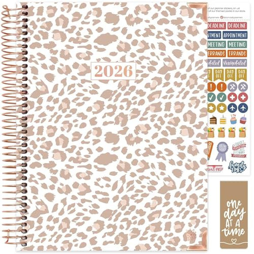 bloom daily planners HARDCOVER 2026 Planner (January to December) - 8.5” x 11” Weekly & Monthly Dated Agenda Organizer Book with Stickers & Tabs - Tan Leopard | Amazon (US)