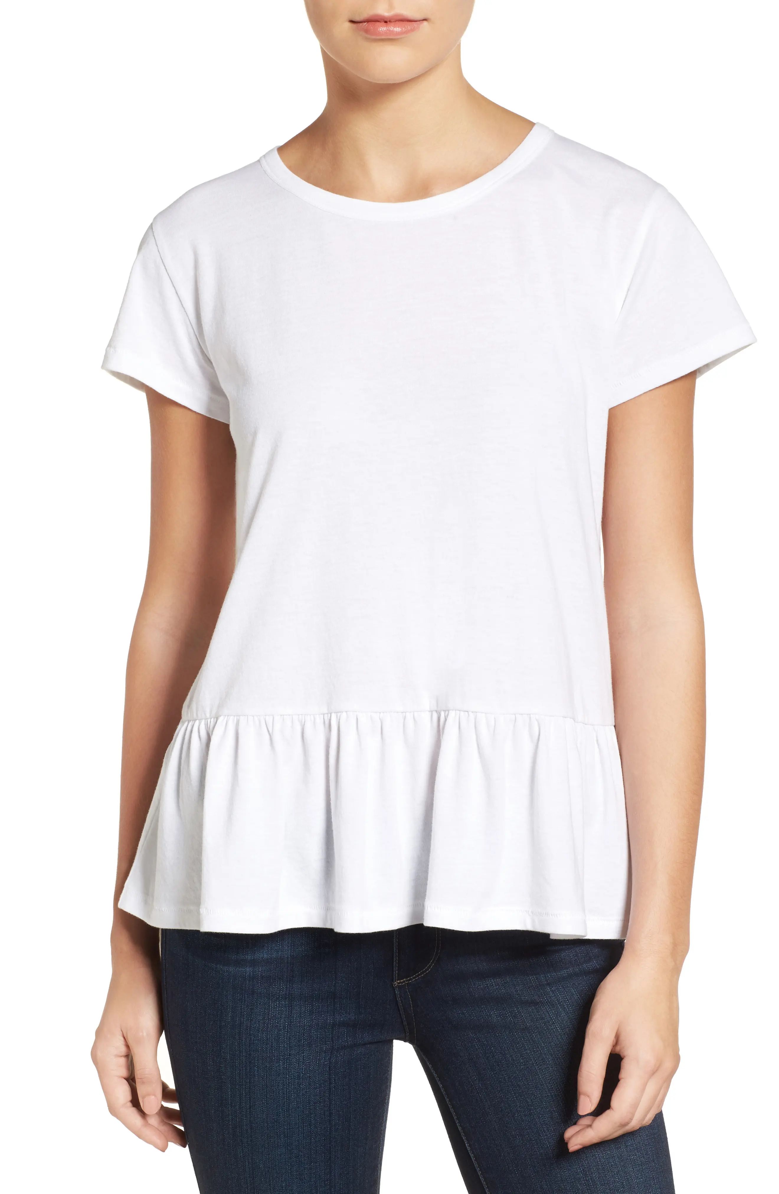 Women's Caslon Peplum Tee, Size X-Small - White | Nordstrom