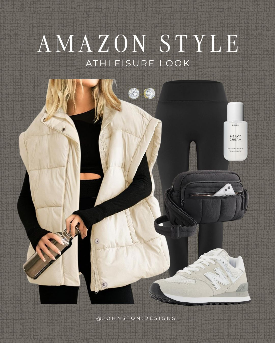 Stay cozy and stylish with this athleisure look! Pair the puffer vest with leggings, a tee and trendy sneakers for an easy, chic outfit. 

Athleisure, activewear, New Balance sneakers, oversized vest, fp look for less, comfortable style, winter fashion, Amazon finds. 

 #LTKootd #LTKActive