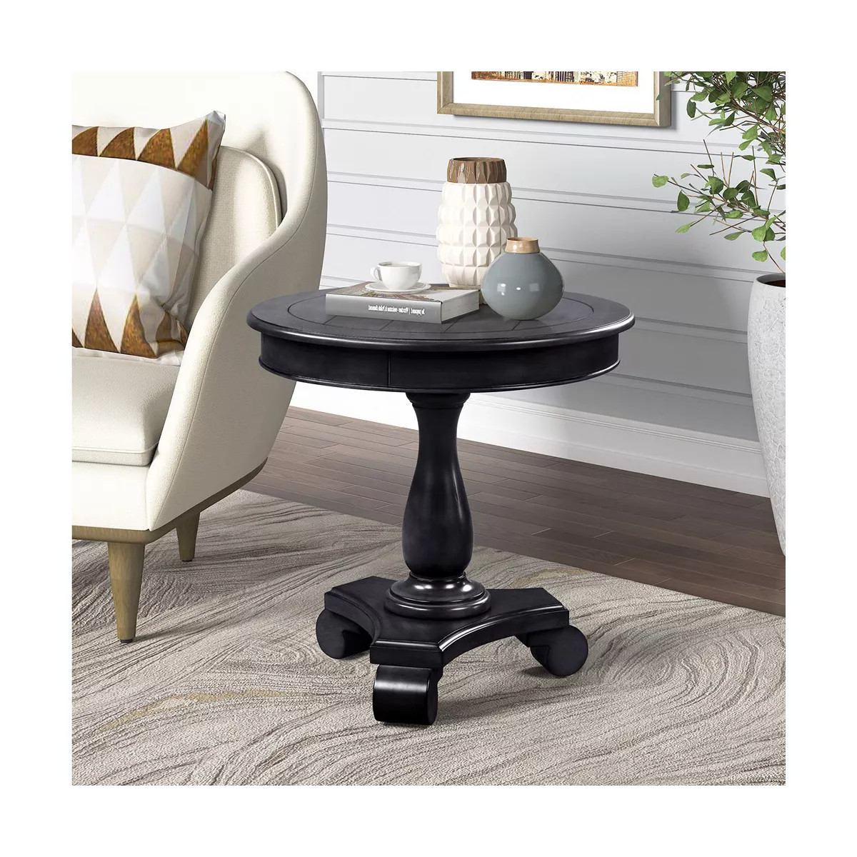 26" Small Antique Side Table Wooden Coffee Nightstand Table for Living Room, Bedroom, Foyer Offic... | Target