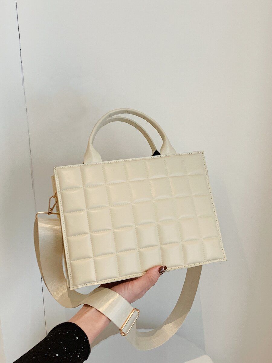 Minimalist Textured Top Handle Bag | SHEIN