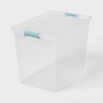 86qt Deep Storage Bin Clear with Latches - Brightroom™ | Target