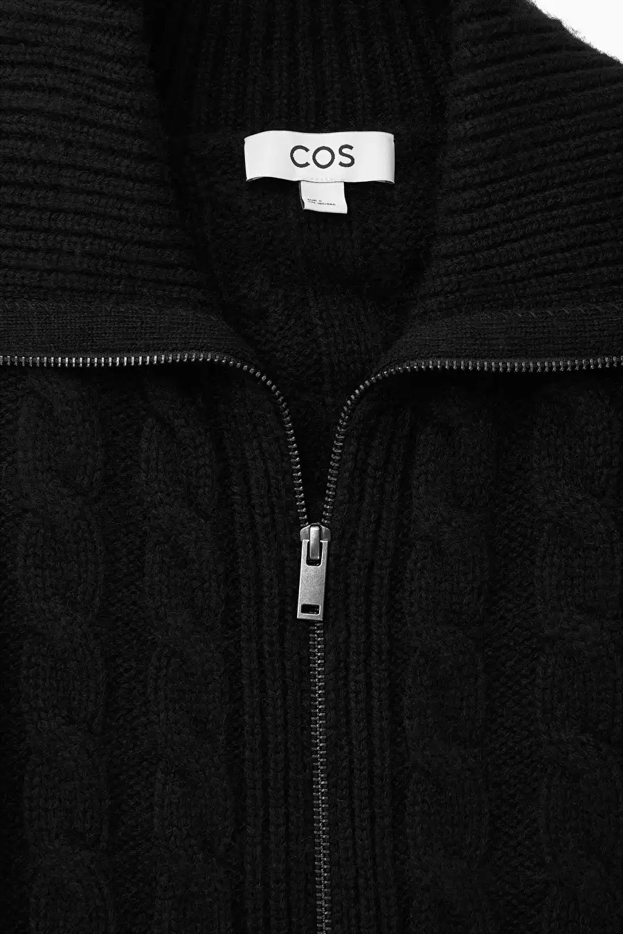CABLE-KNIT WOOL ZIP-UP JACKET - BLACK - COS | COS UK