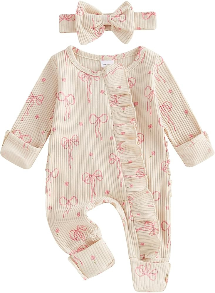 Newborn Baby Girl Ruffle Romper Onesie Jumpsuit | Amazon (US)