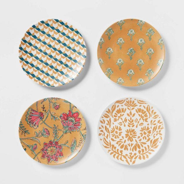 6.8" 4pk Bamboo and Melamine Mixed Pattern Appetizer Plates - Threshold™ | Target