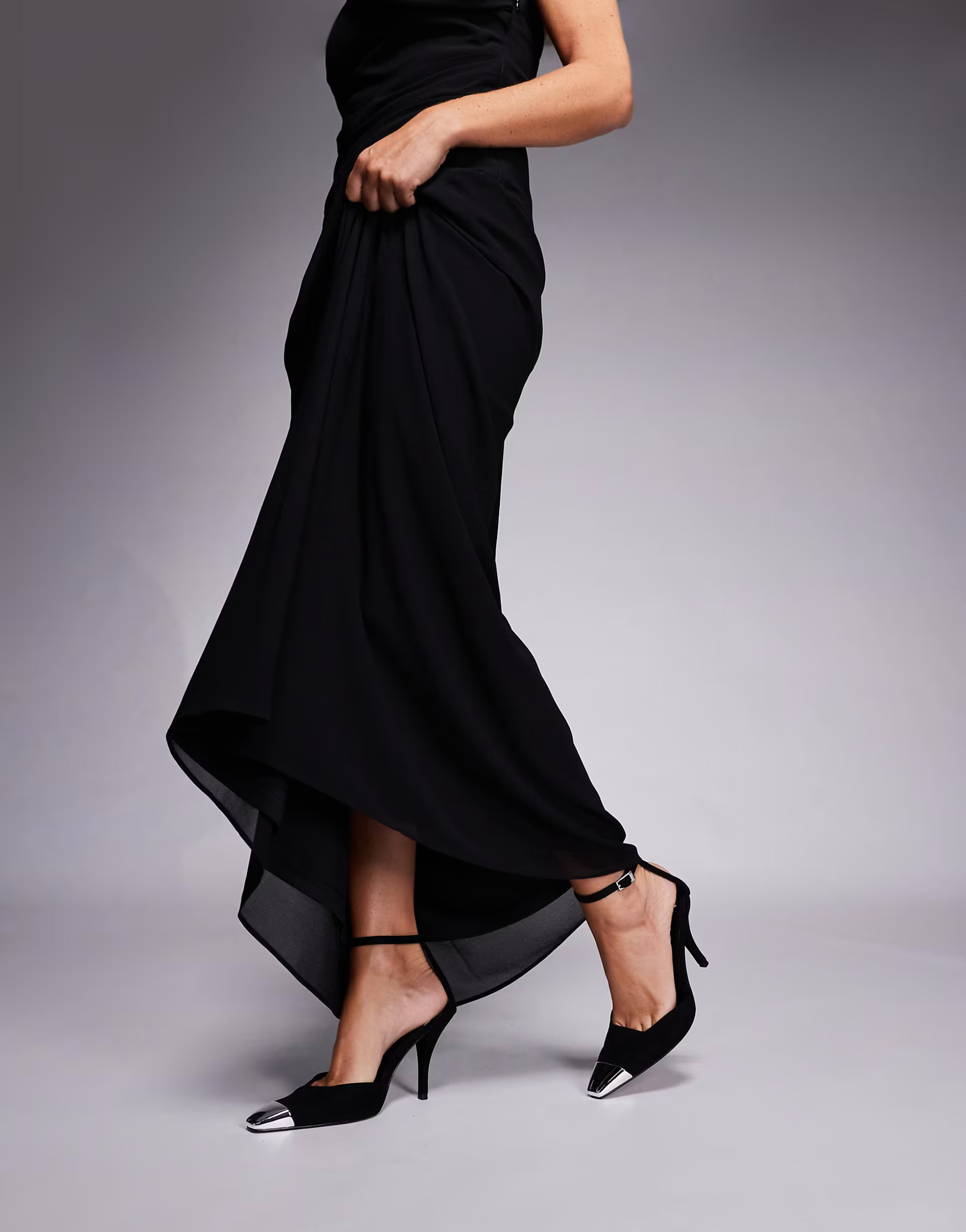 ASOS DESIGN Pride toe cap high heel shoes in black suedette | ASOS (Global)