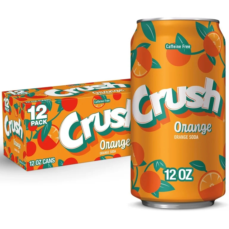Crush Caffeine Free Orange Soda Pop, 12 fl oz, 12 Pack Cans | Walmart (US)