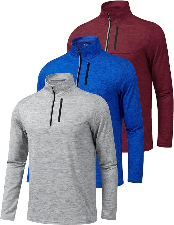 Liberty Imports 3-Pack Men’s Quarter-Zip Pullover Lightweight Long Sleeve Athletic Jackets Perf... | Amazon (US)
