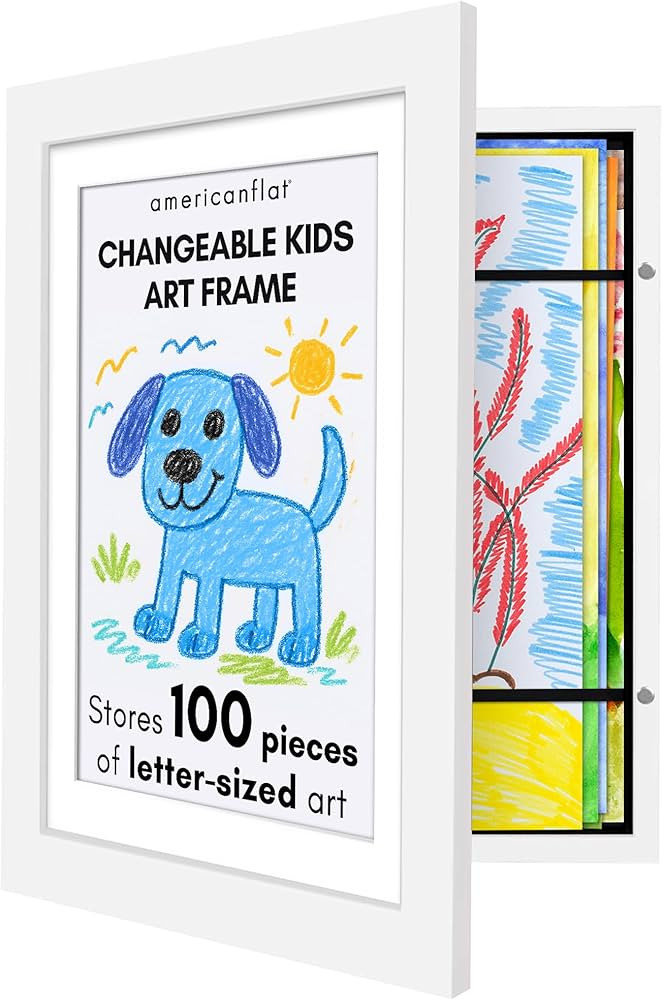 Americanflat Kids Artwork Frame Changeable (White) - Magnetic Door Holds 100 Art Pieces - 8.5x11 ... | Amazon (US)