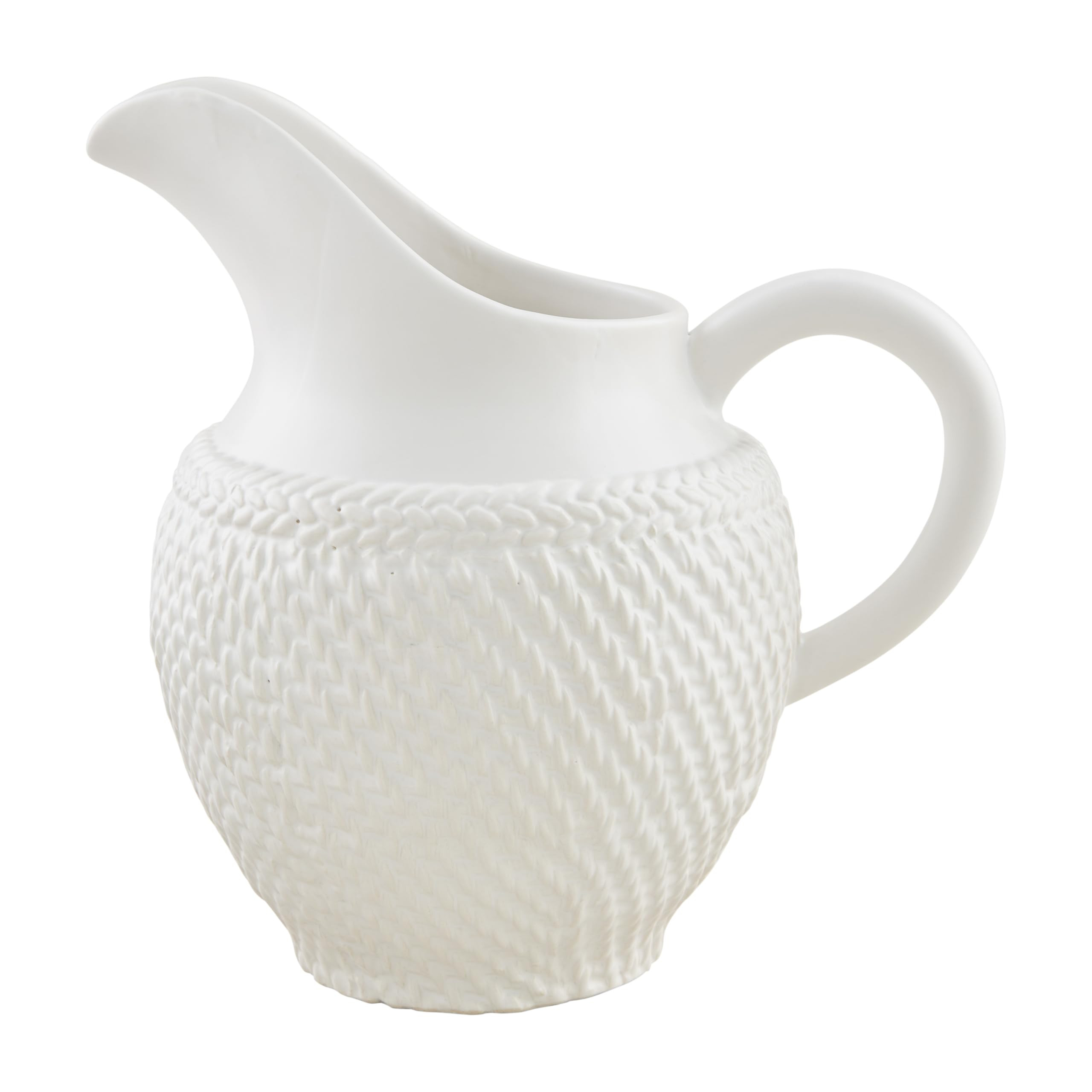 Mud Pie 60 oz Woven Ceramic Pitcher, White | Amazon (US)