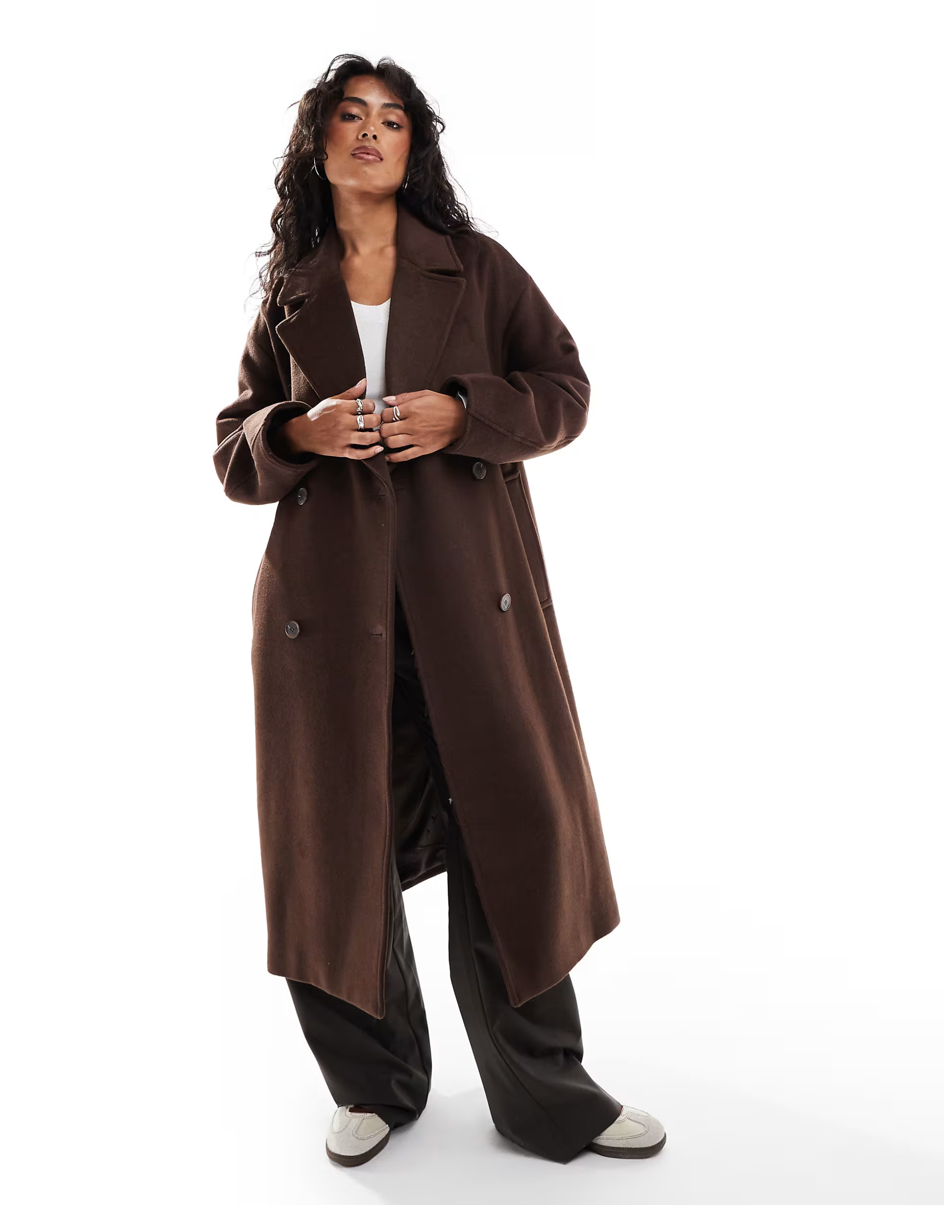Selected Femme wool overcoat in brown | ASOS (Global)