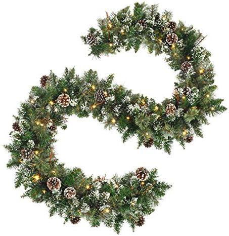 OasisCraft Guirnalda de Navidad con conos de pino, guirnalda artificial de pino nevado para Navidad, | Amazon (US)