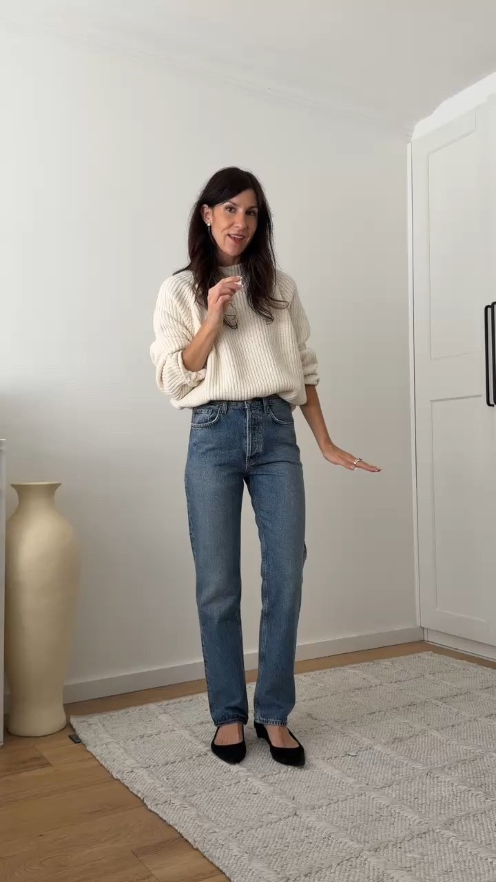 Wearing size 25 (1 down from my usual size!)

Did I just find the *perfect* pair of 90s minimal jeans? 

Love this style I found via @netaporter as it has that slim straight fit which feels forever classic (and so chic styled with something as simple as a chunky knit!) 👖 [ad]

A few ways to wear them?

#1 | Lean into the clean line. Pair with similarly polished pieces for a look that feels structured, crisp and intentional.

#2 | Add volume on top. A great way to play with that high-low proportion play. Jeans anchor the outfit and add structure, while a slouchy knit brings softness to the look

#3 | Style with a pointed toe. This helps to elongate the line, especially where the opening at the ankle is narrower

@ltk.australia