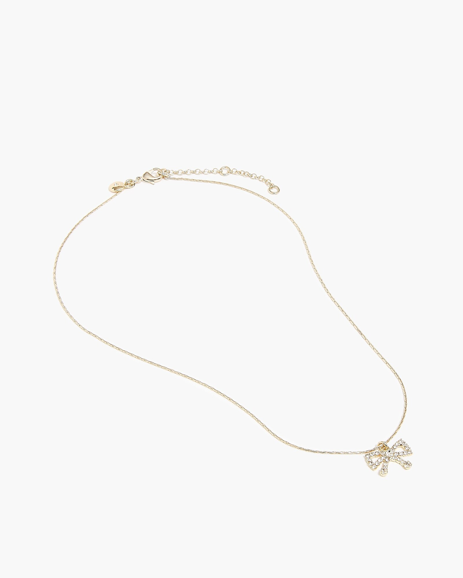 Pavé crystal bow pendant necklace | J.Crew Factory