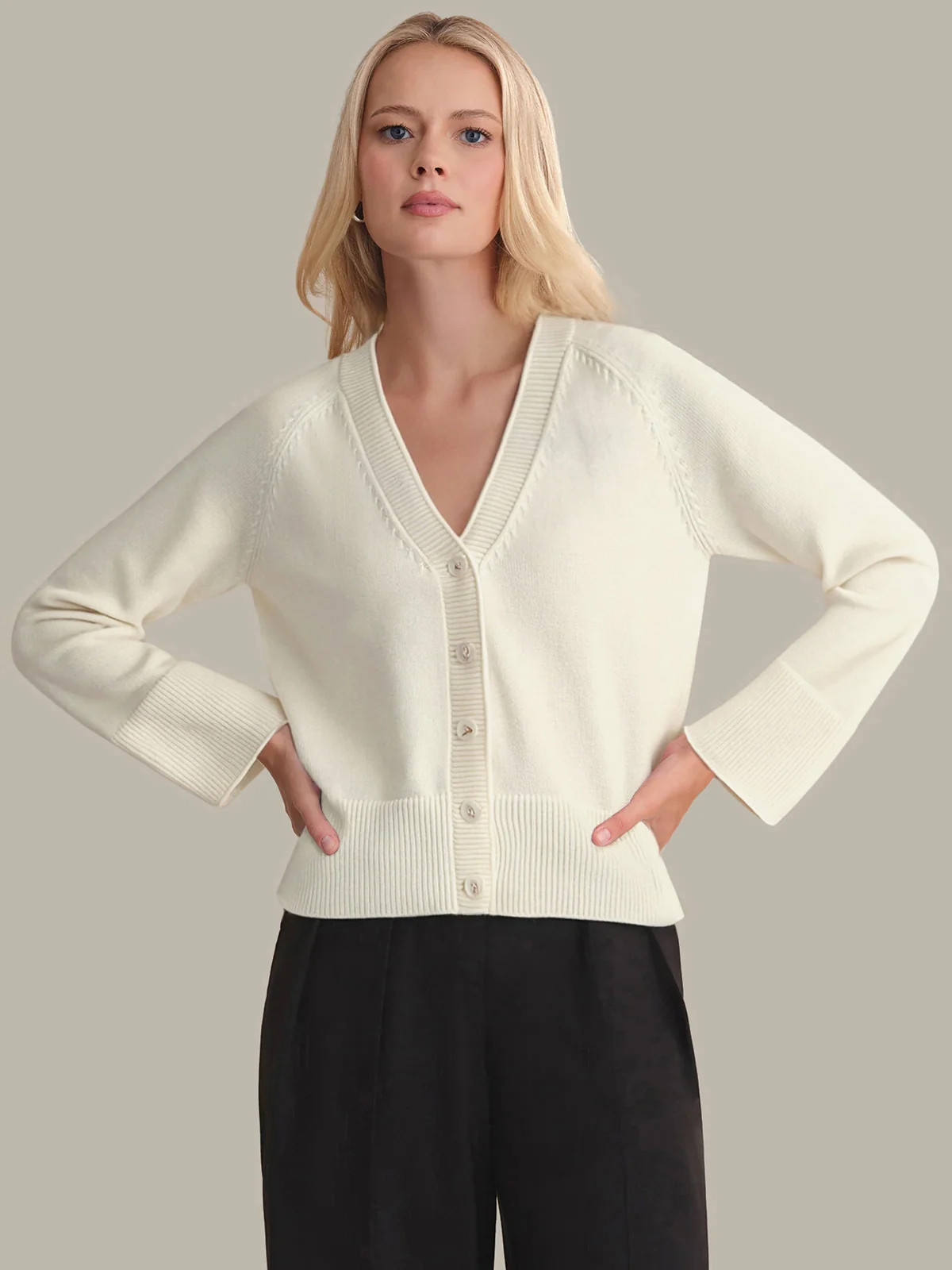 Aly: V-Neck Cotton Cardigan | 525 America