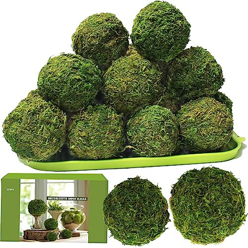ZYAPA 21 Pack Green Moss Balls 8pcs 3.2" Decorative Balls for Bowls Filler 13pcs 2.3" Fake Moss Balls for Centerpiece Artificial Balls for Vase Filler Live Moss Ball for Home Tabel Decor | Amazon (US)