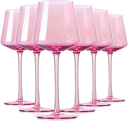 Physkoa Colored Wine Glasses Set Of 6 - Modern Colorful Wine Glasses With Tall Long Stem and Flat... | Amazon (US)