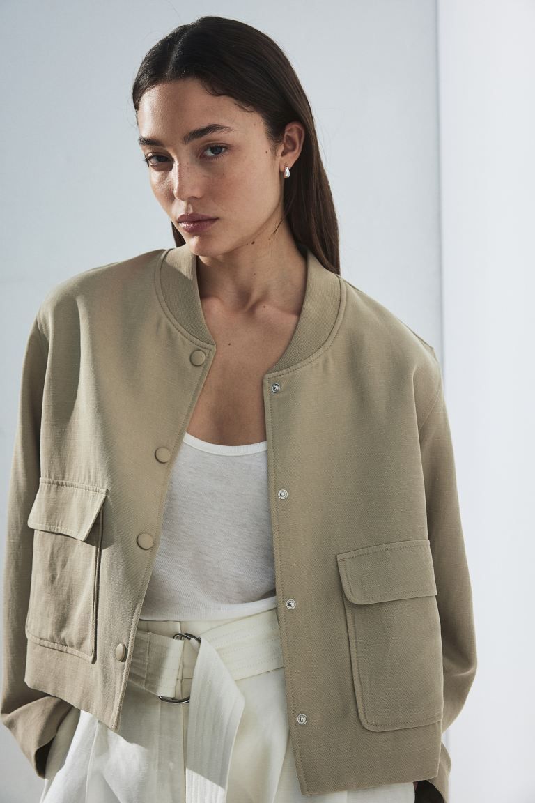 Linen-blend bomber jacket | H&M (UK, MY, IN, SG, PH, TW, HK)
