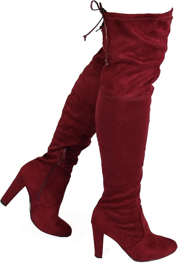 Wild Diva Amaya-01 Women's Thigh High Sexy Over The Knee Pullon Trendy Comfortable Chunky High He... | Amazon (US)