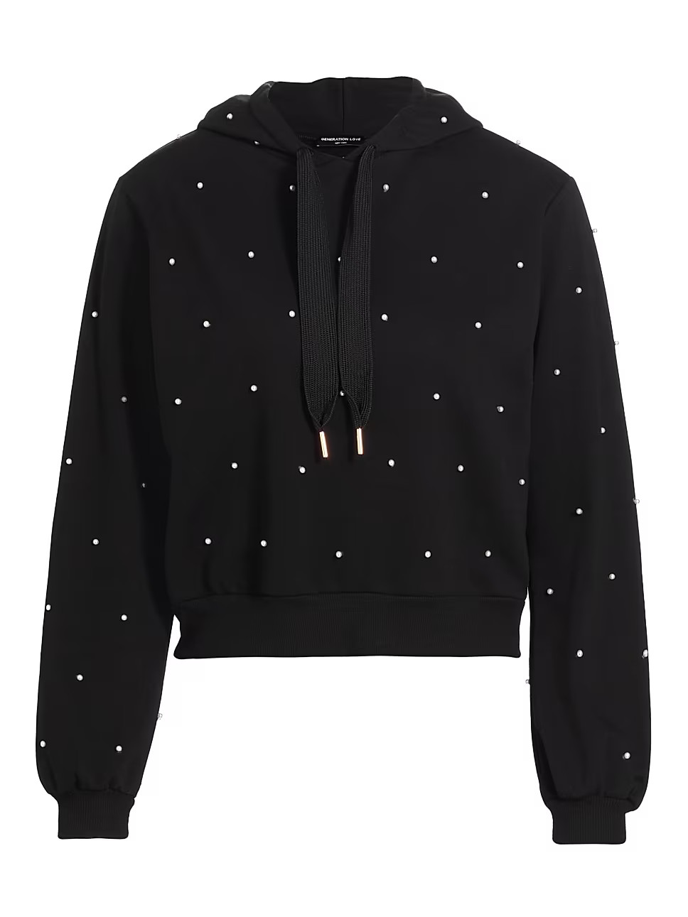 Tia Pearl Cotton-Blend Cropped Hoodie | Saks Fifth Avenue