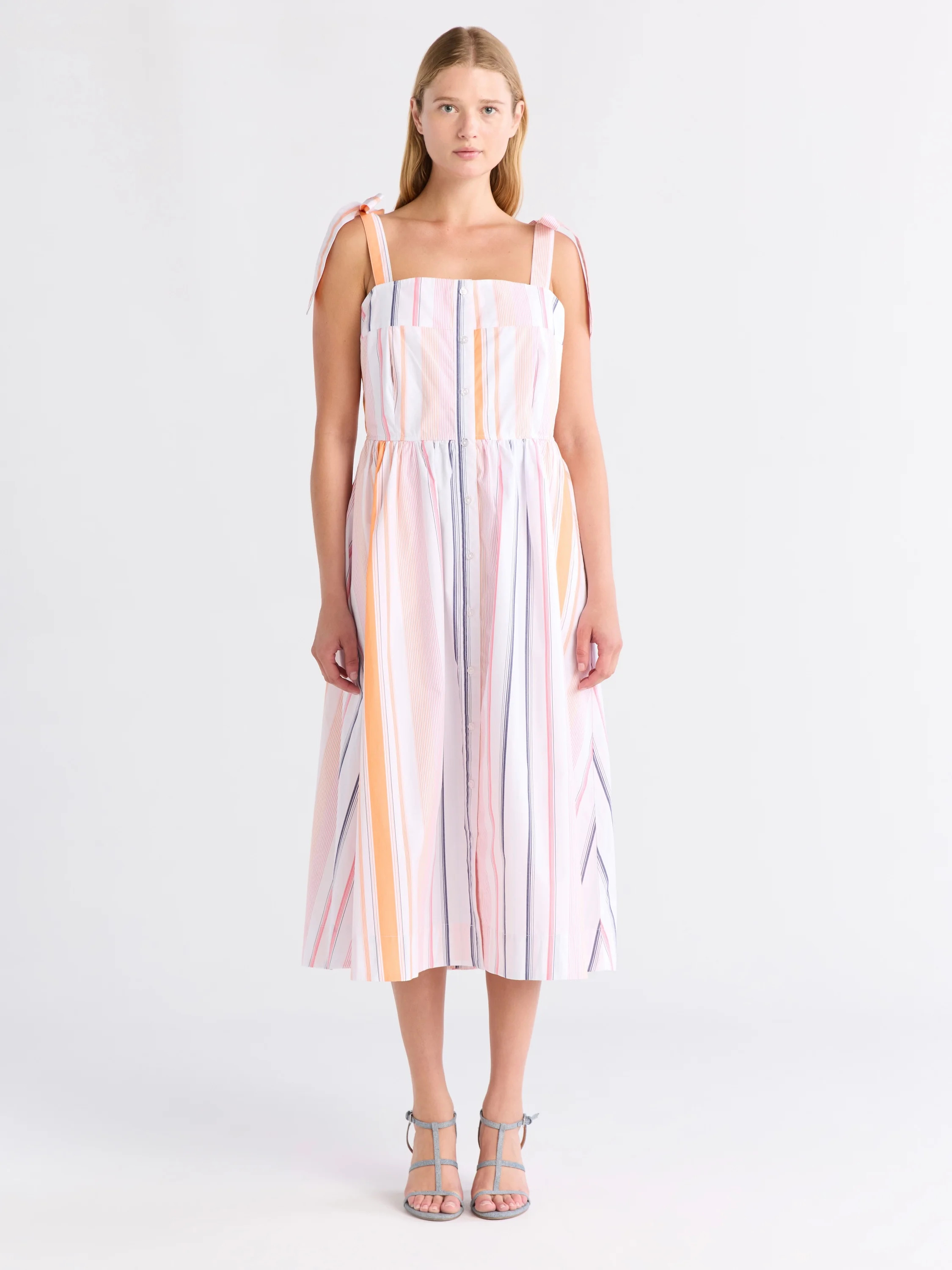 Free Assembly Women's and Women's Plus Sleeveless Cotton Midi Dress with Tie Shoulders, XS-4X | Walmart (US)