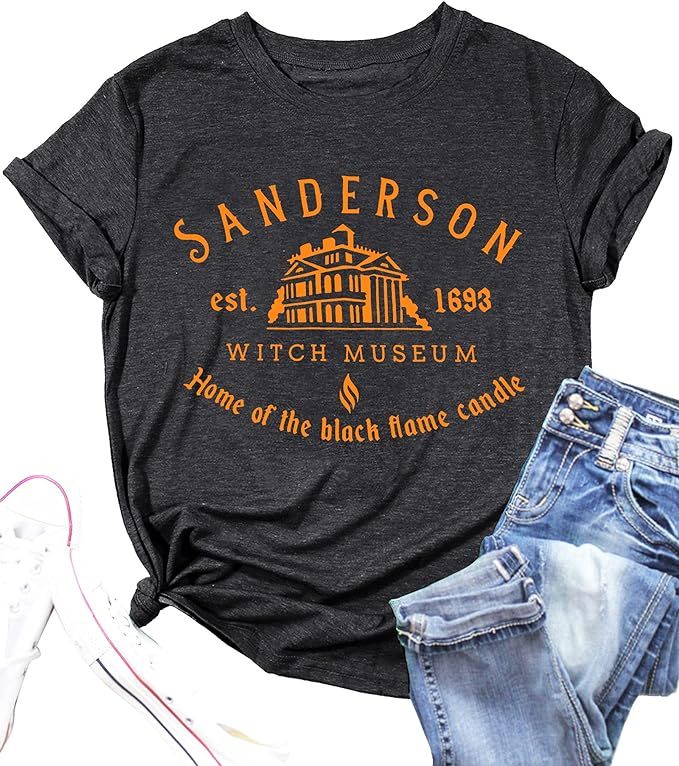 Amazon.com: Halloween T Shirt Women Sanderson Letter Print Graphic T-Shirt Hocus Pocus Tees Tops(... | Amazon (US)