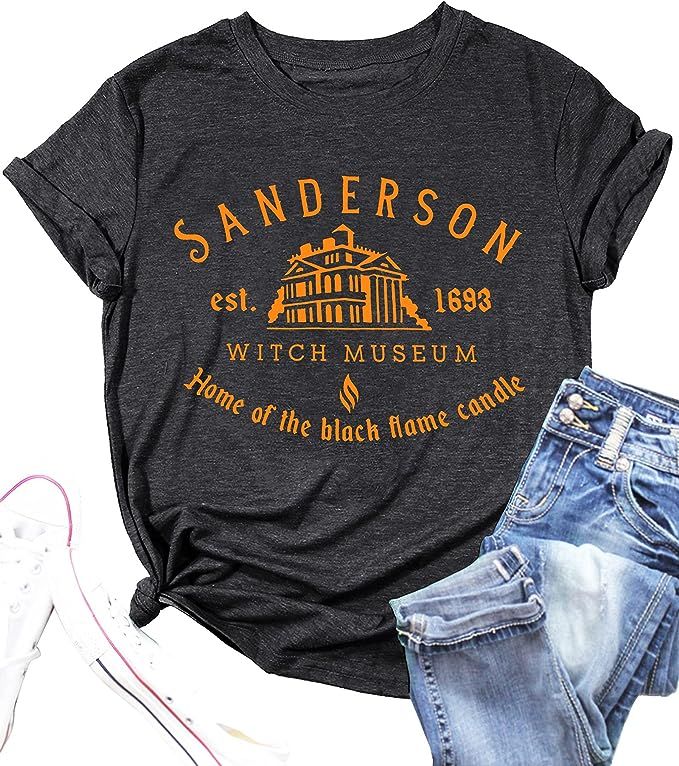 Halloween T Shirt Women Sanderson Letter Print Graphic T-Shirt Hocus Pocus Tees Tops | Amazon (US)