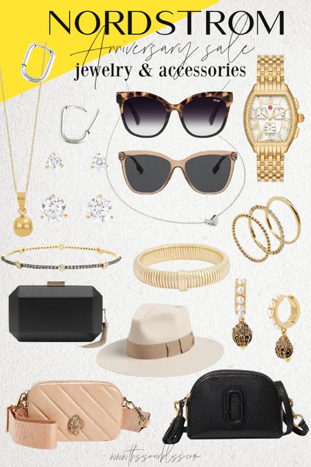 My picks for jewelry and accessories from the Nordstrom anniversary sale! 🖤💛 sunglasses, Michele watch, evening clutch, bangle, wool hat, earring studs, ring stack and more! // some pieces under $20!

#LTKsalealert #LTKstyletip #LTKxNSale