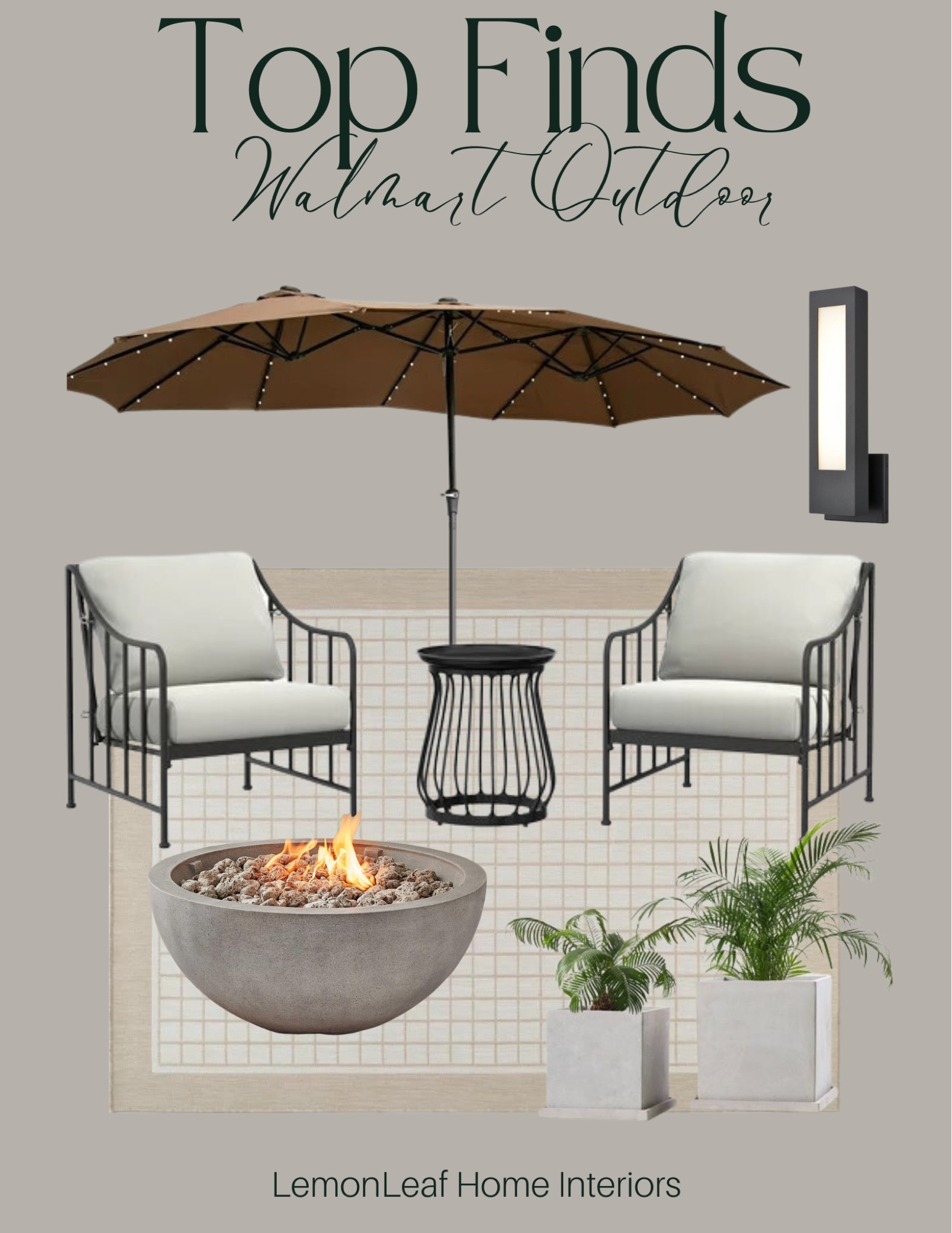 Classic patio furniture from Walmart. Love these oversized patio chairs. 

Market umbrella, propane fire pit, planters, outdoor lighting



#LTKSeasonal #LTKhome #LTKsalealert
