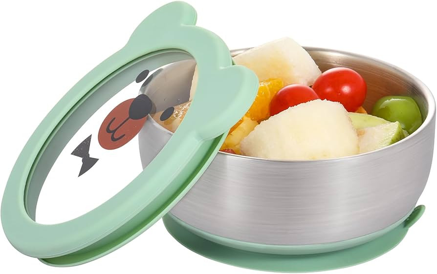 MR. CHOU Baby Bowls with Non-Slip Silicone Suction Cup, Insulated Double-Layer 18/8 Stainless Ste... | Amazon (US)