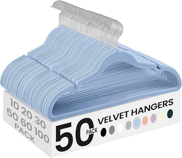 SONGMICS Velvet Hangers 50 Pack, Non-Slip Clothes Hangers, Suit Hangers with Shoulder Notches, Pa... | Amazon (US)