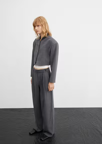 Micro-striped suit trousers grey - Woman - 4 - MANGO | MANGO (UK)