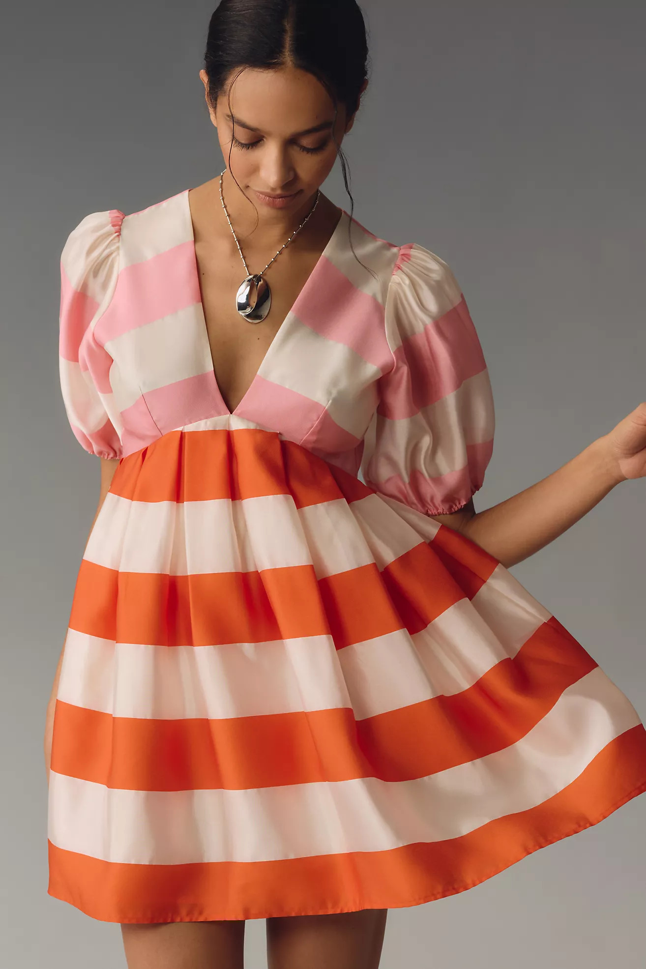 Mac Duggal Balloon-Sleeve V-Neck Mini Dress | Anthropologie (US)