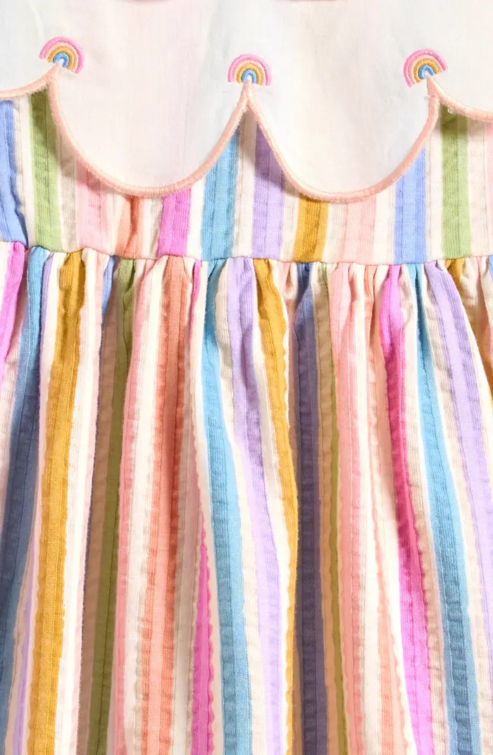 Kids' Rainbow Stripe Frill Collar Dress | Nordstrom