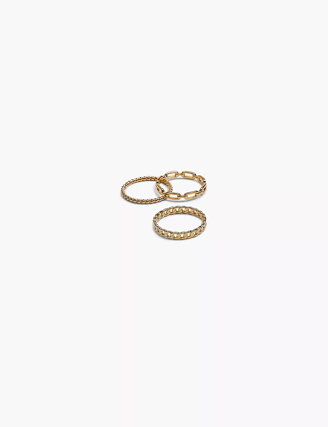 Demi-Fine Textured Metal Ring Stack | LaneBryant | Lane Bryant (US)