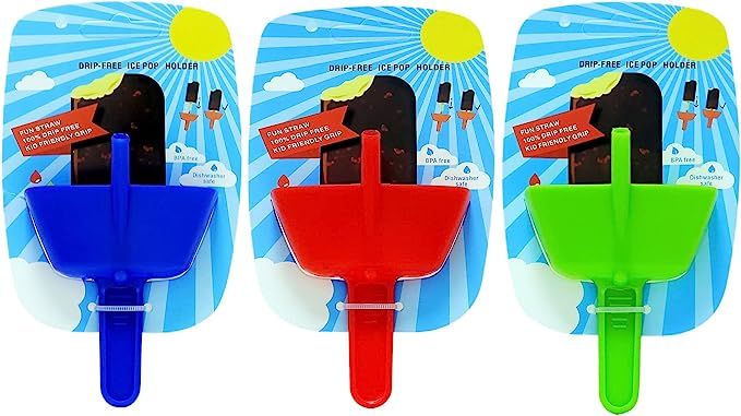 3 Pack Drip Free Popsicle Holder,Mess Free Frozen Treats Holder with Straw,No-Drip Ice Cream Stic... | Amazon (US)