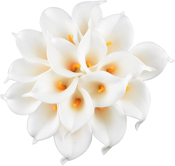 Calla Lily Bridal Wedding Festival Decor Bouquet Real Touch Latex Flower Bouquet Pack of 20 (Yell... | Amazon (US)