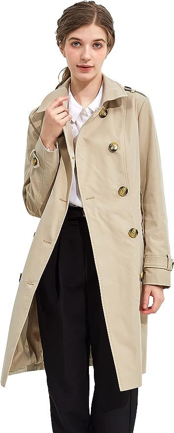 Orolay Women's Long Double Breasted Trench Coat with Belt Midi Length Overcoat | Amazon (US)