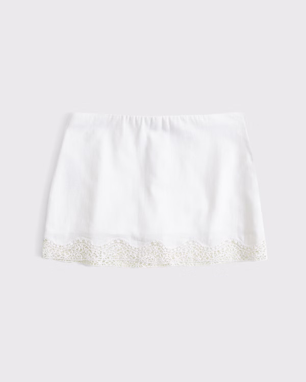 The A&F Scarlett Mid Rise Linen-Blend Mini Skort | Abercrombie & Fitch (US)