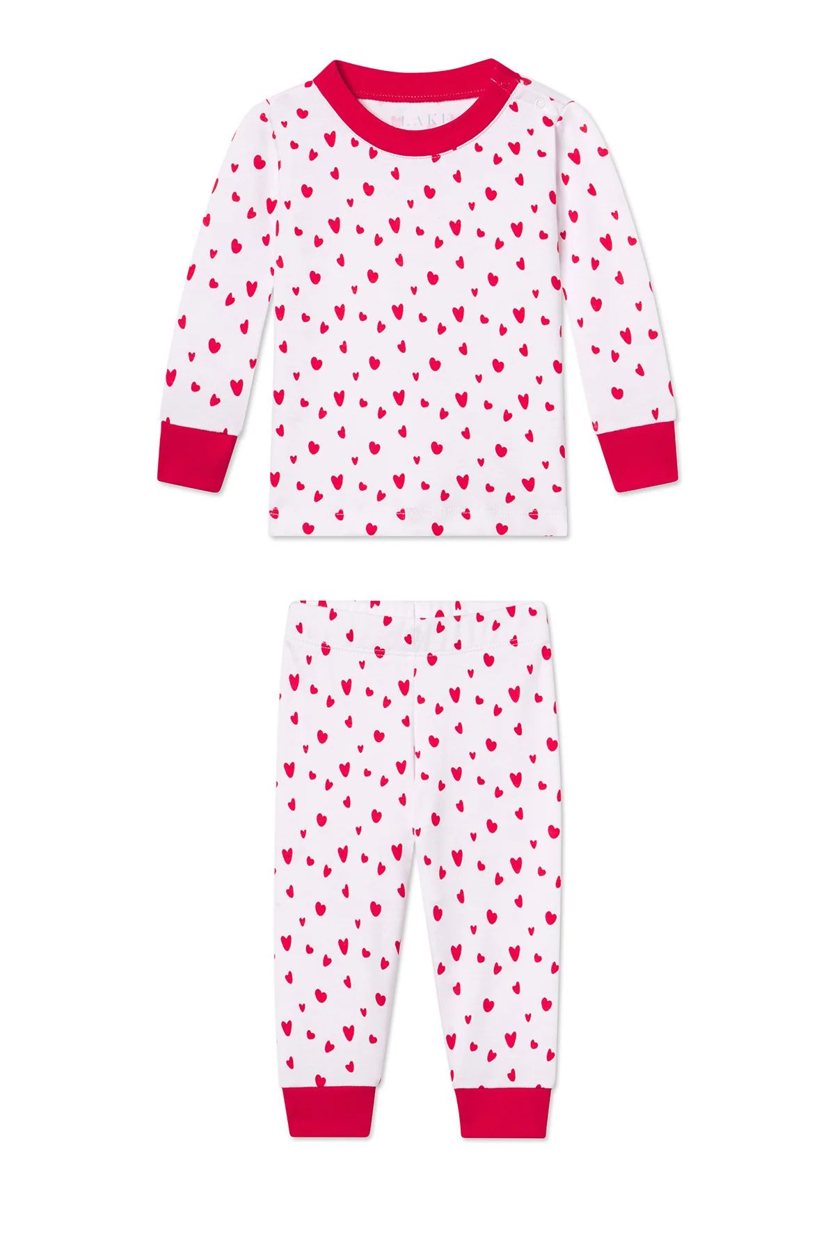 Baby Long-Long Set in Red Mini Heart | Lake Pajamas