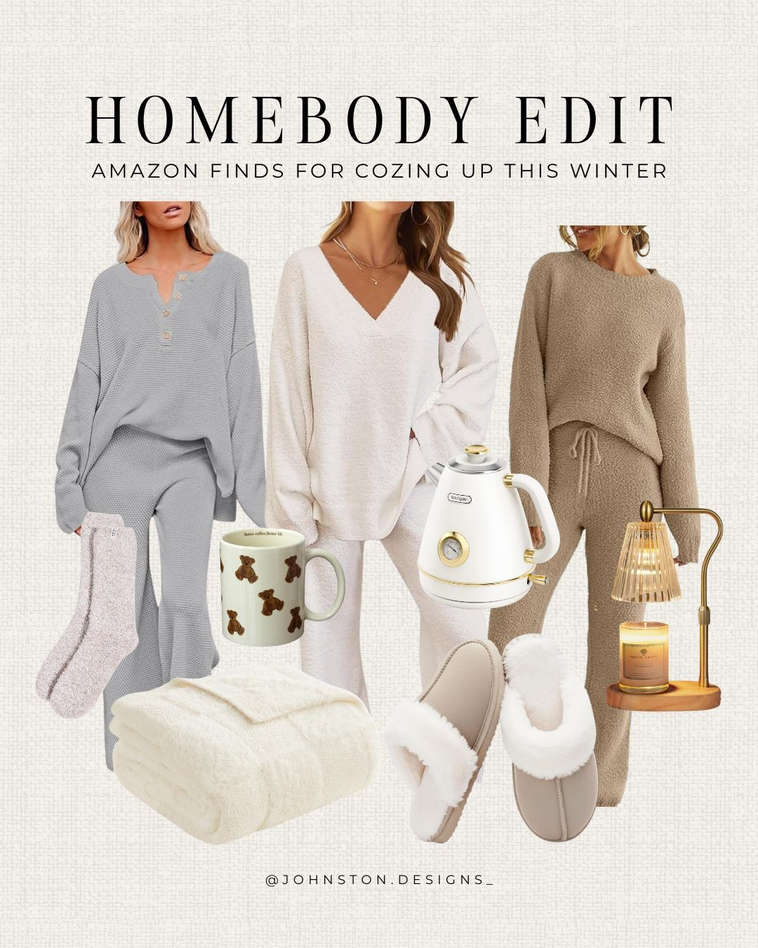 Get ready for cozy winter nights with these Amazon finds! Stay warm with fuzzy slippers, fluffy blankets, and soft loungewear. Perfect for relaxing at home. Winter style, homebody gift ideas for her, Amazon home and fashion.
 

 #LTKootd #LTKselfcare #LTKHome