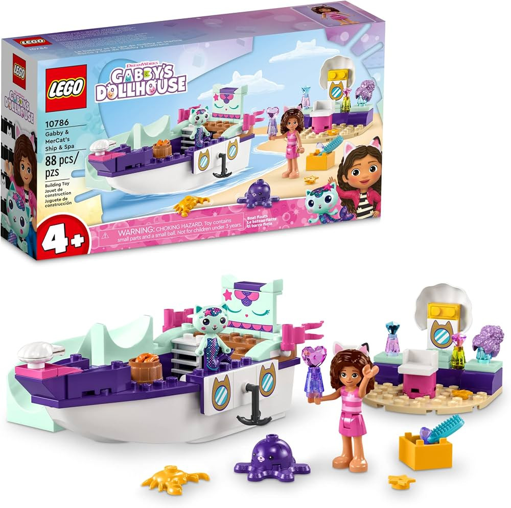 LEGO Gabby's Dollhouse Gabby & Mercat’s Ship & Spa 10786 Building Toy for Fans of The DreamWork... | Amazon (US)