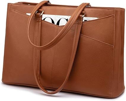 Laptop Tote Bag for Women 15.6 Inch Waterproof Leather Computer Bags Women Business Office Work B... | Amazon (US)